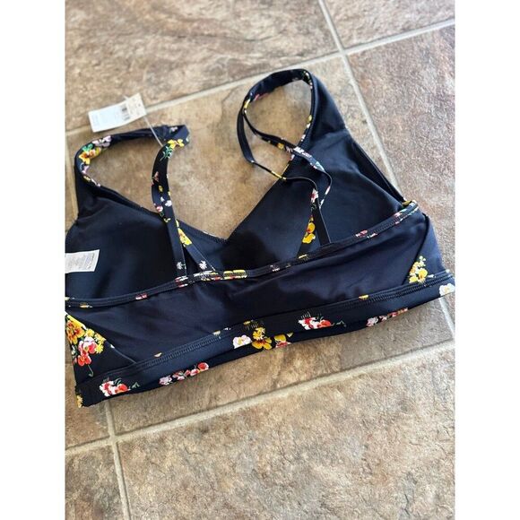 Offline By Aerie Goals Plunge Sports Bra True Black Floral Size Medium - Picture 7 of 8